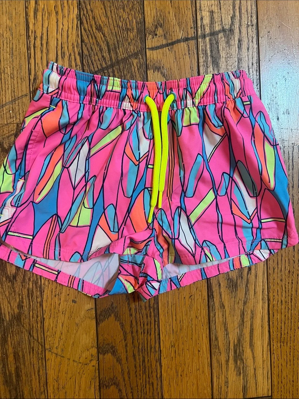 Vineyard Vines Neon Pink Multicolor Abstract Swim Trunks